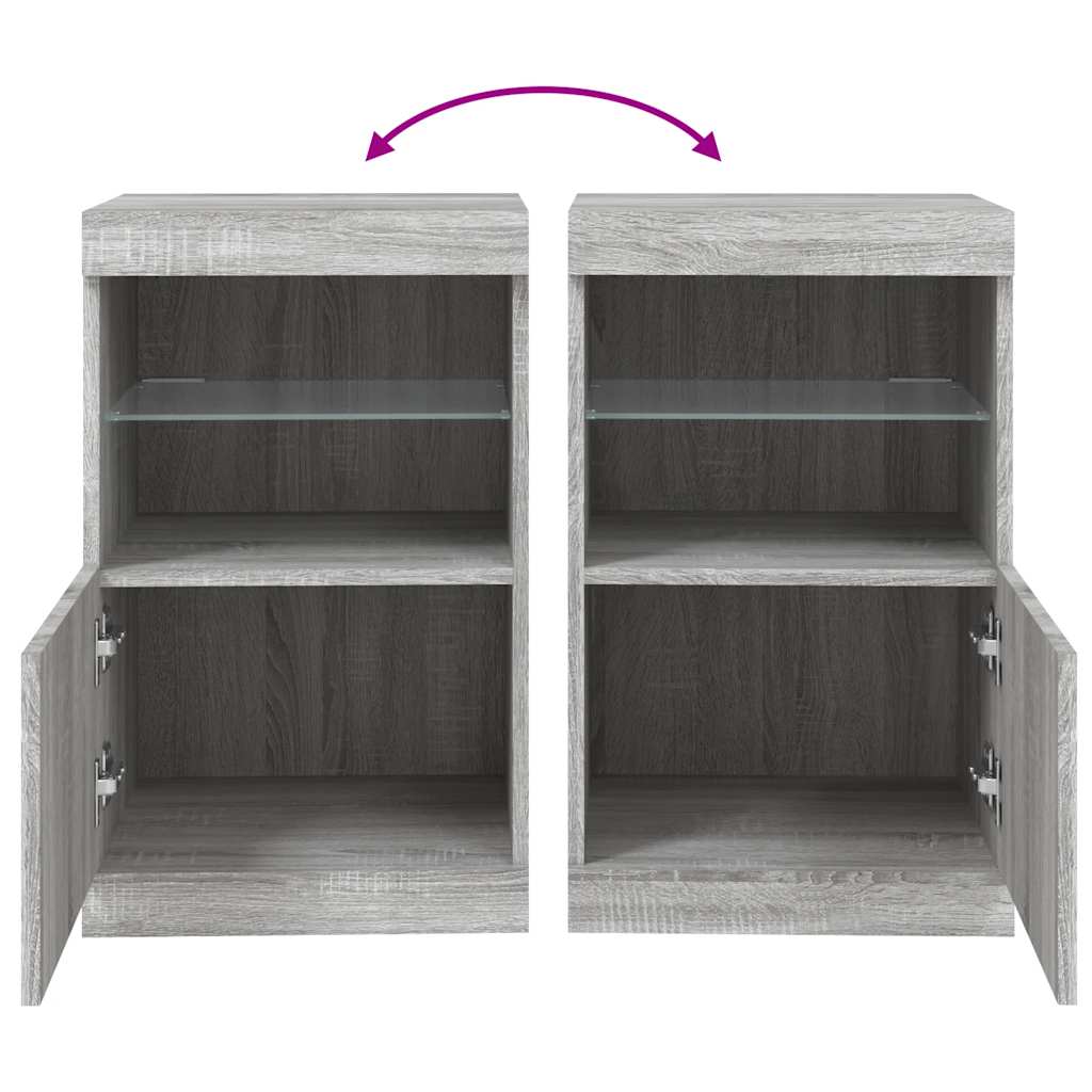 Sideboard with LED Lights Grey Sonoma 41x37x67 cm