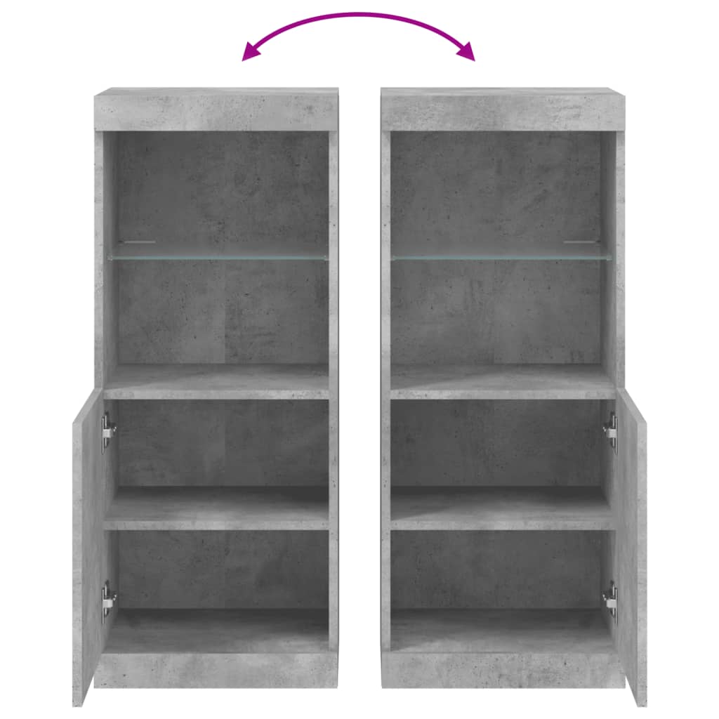 Sideboard with LED Lights Concrete Grey 41x37x100 cm