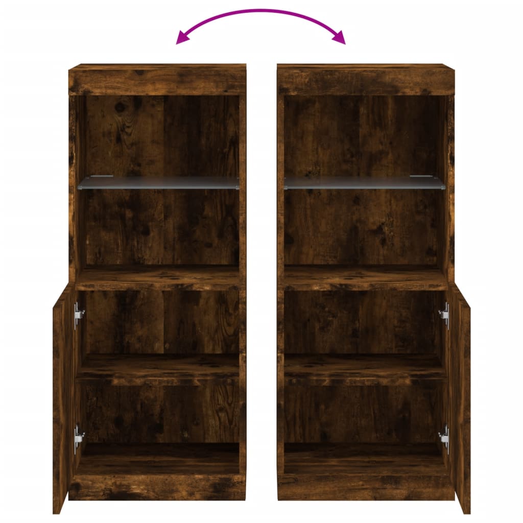 Sideboard with LED Lights Smoked Oak 41x37x100 cm