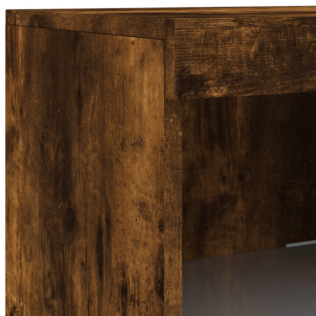 Sideboard with LED Lights Smoked Oak 41x37x100 cm