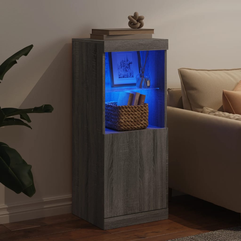 Sideboard with LED Lights Grey Sonoma 41x37x100 cm