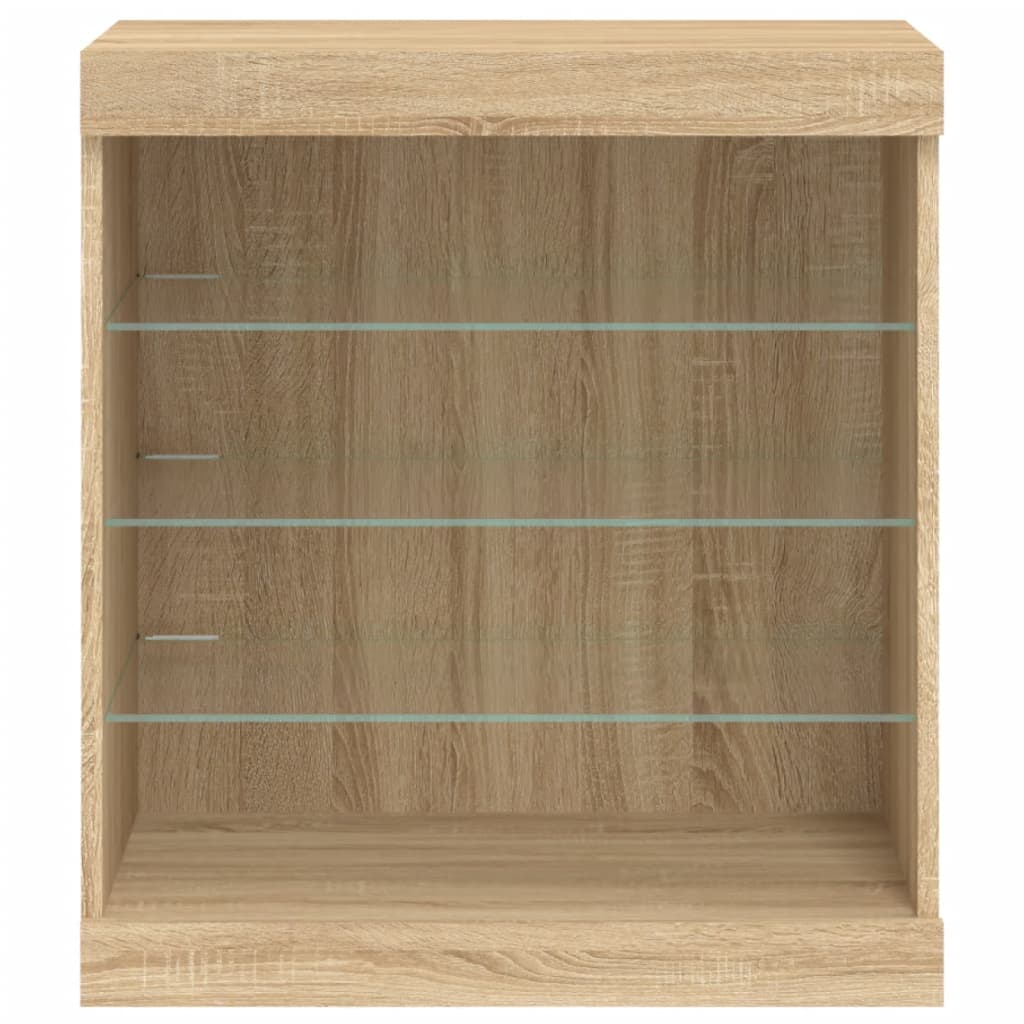 Sideboard with LED Lights Sonoma Oak 60.5x37x67 cm