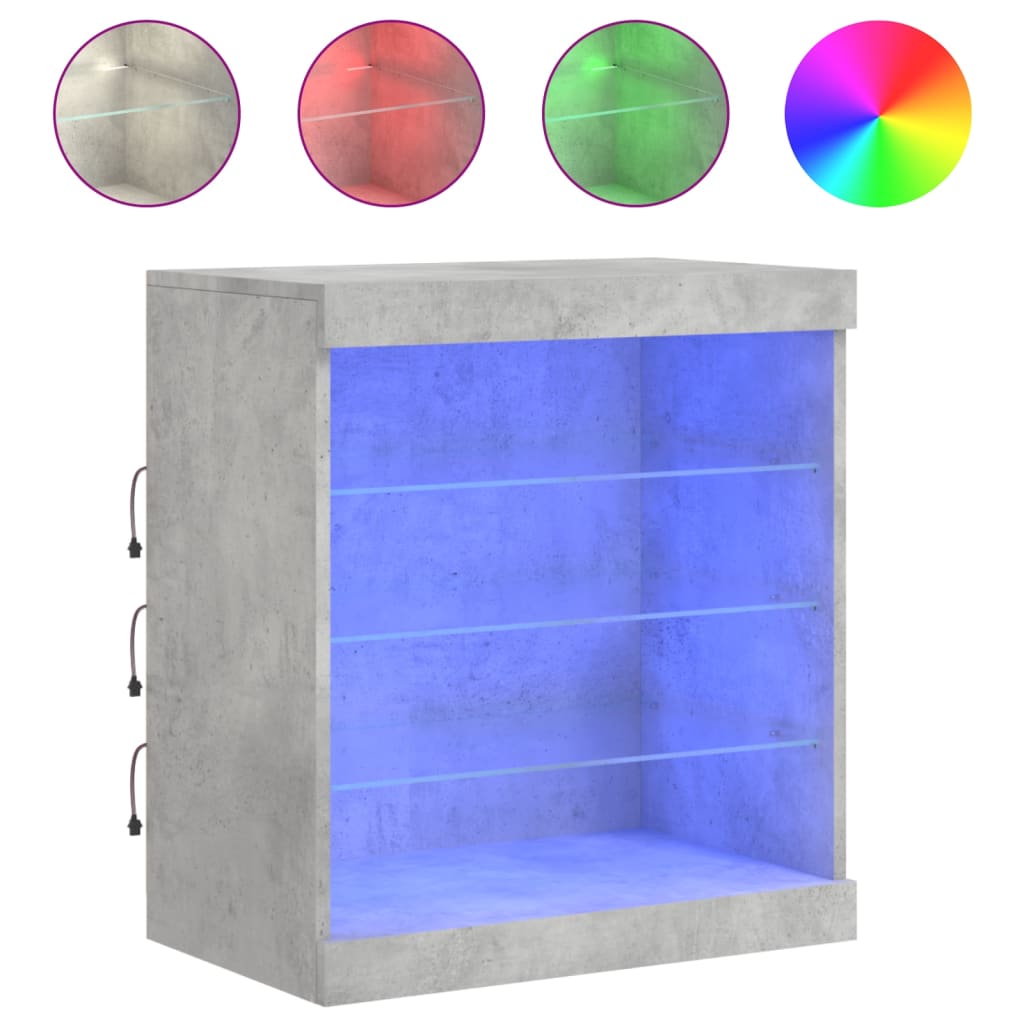 Sideboard with LED Lights Concrete Grey 60.5x37x67 cm