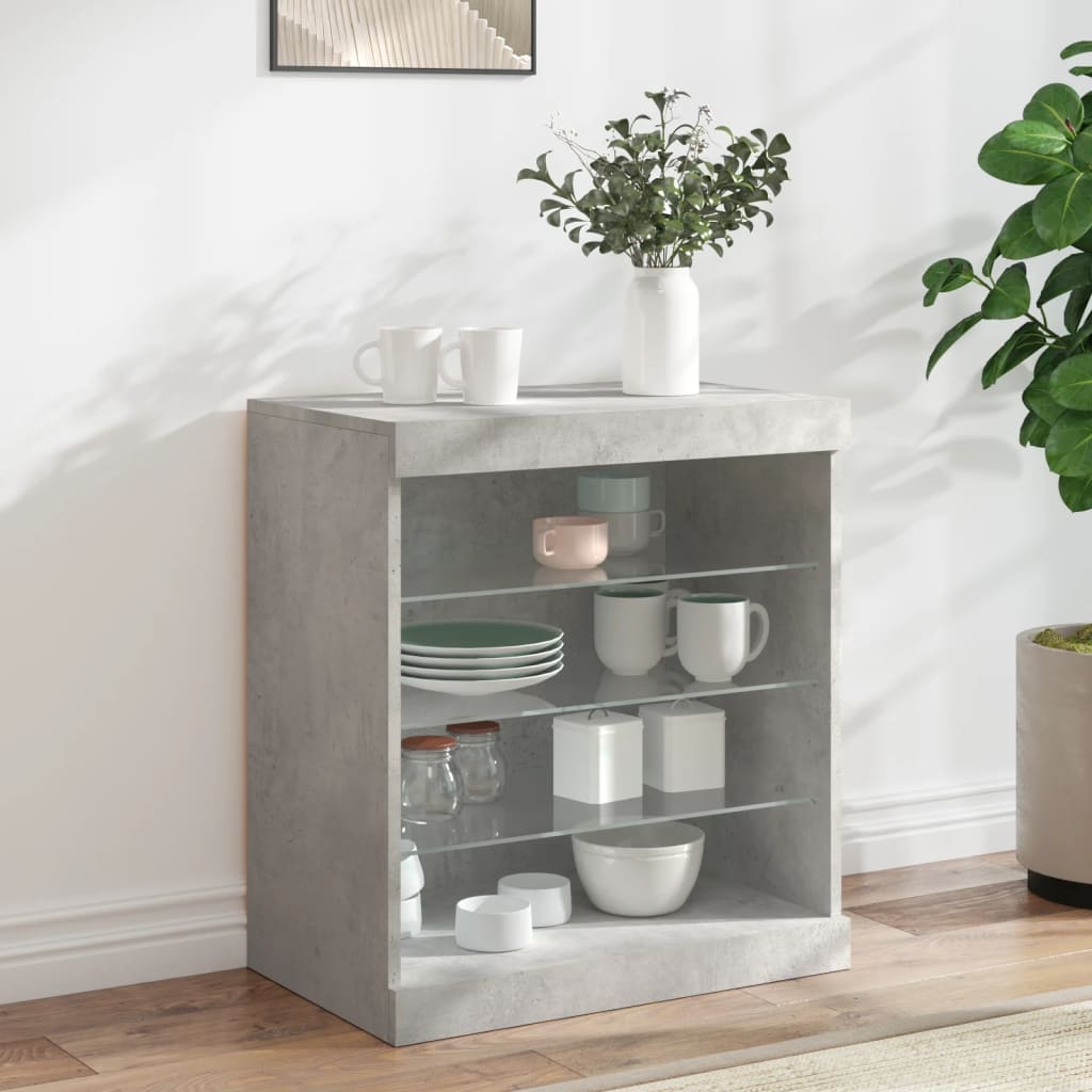 Sideboard with LED Lights Concrete Grey 60.5x37x67 cm