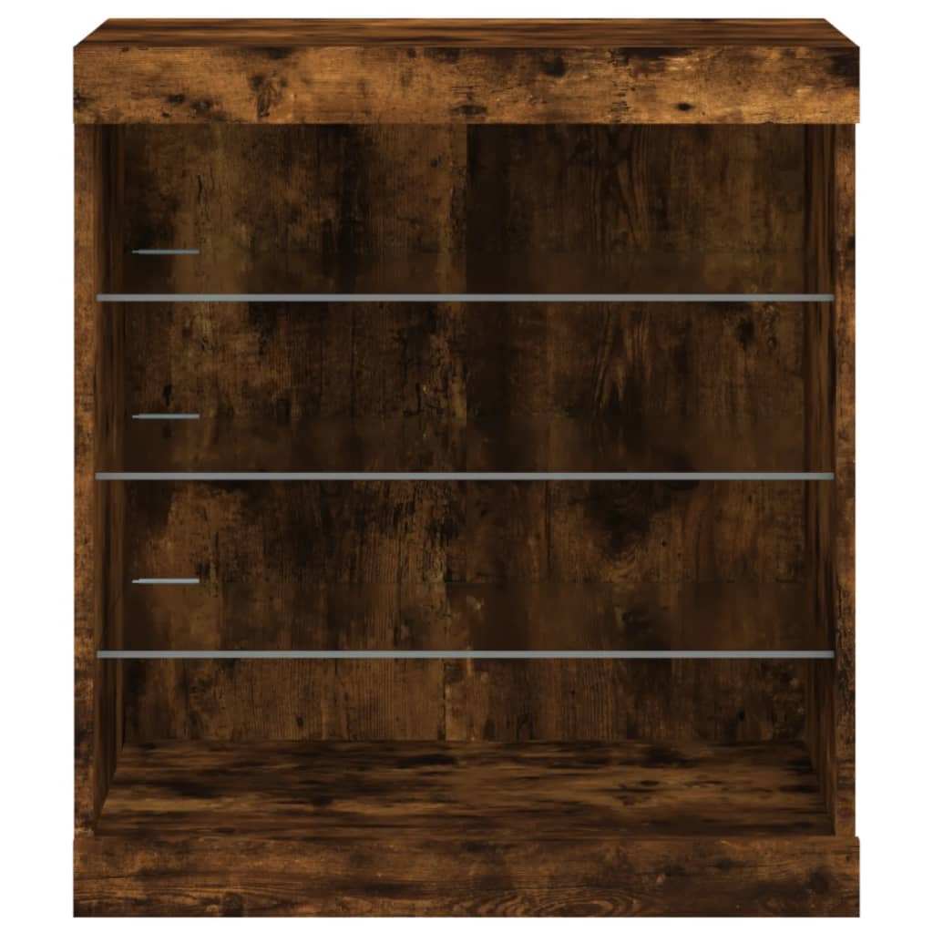 Sideboard with LED Lights Smoked Oak 60.5x37x67 cm