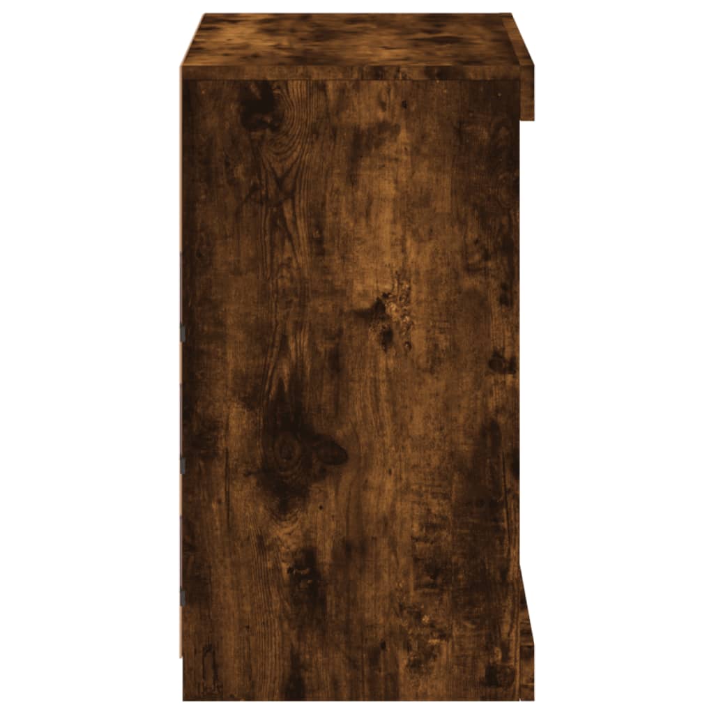 Sideboard with LED Lights Smoked Oak 60.5x37x67 cm