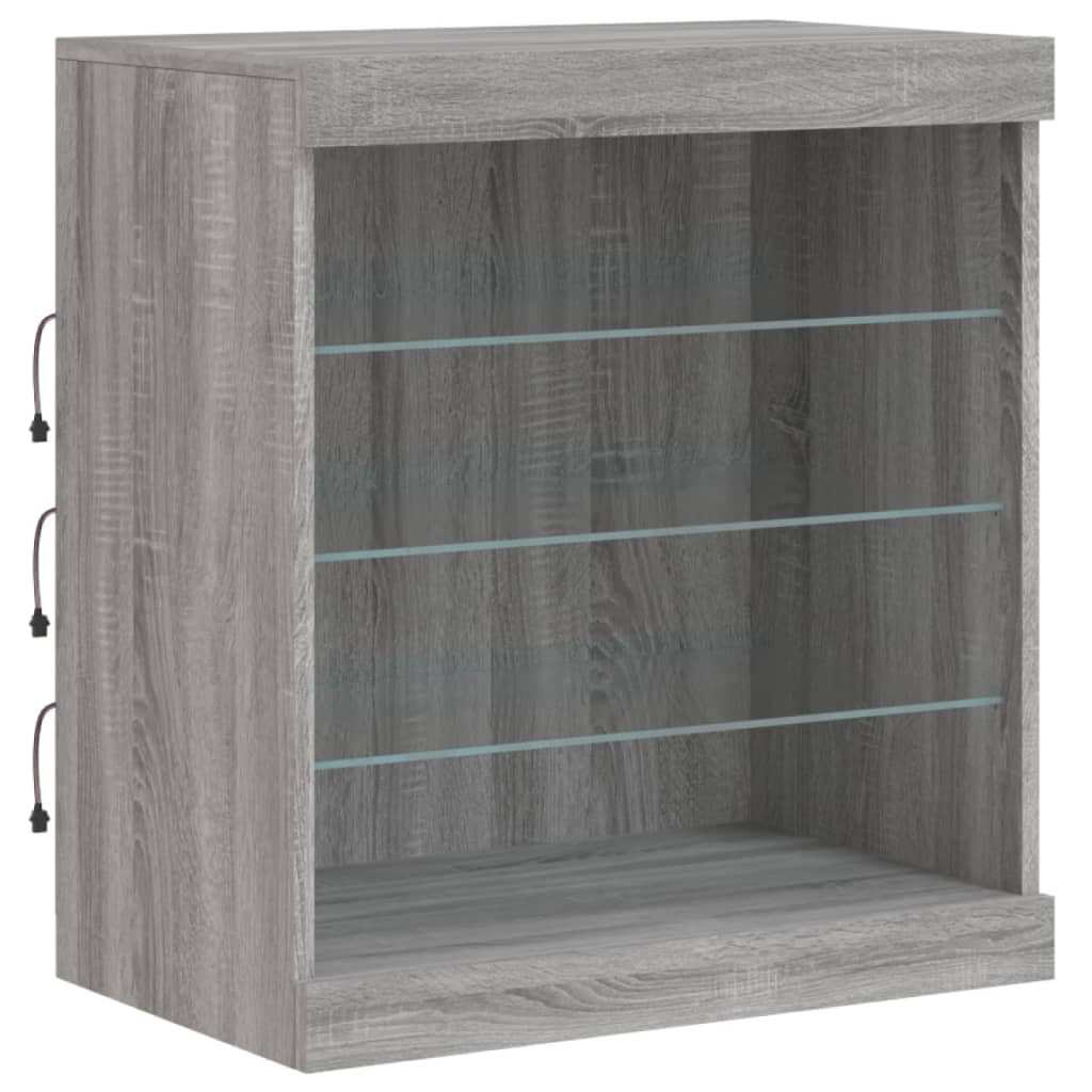 Sideboard with LED Lights Grey Sonoma 60.5x37x67 cm