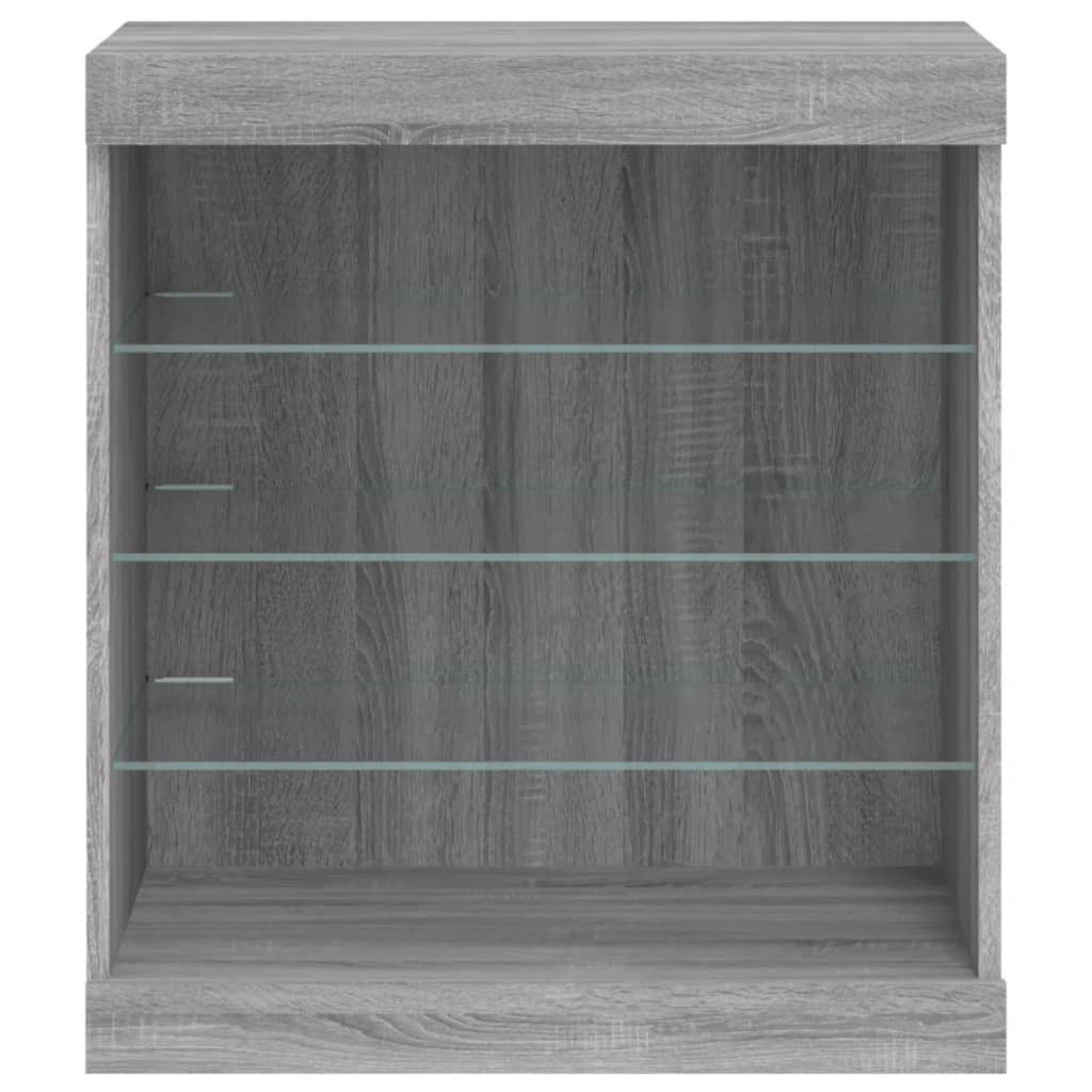 Sideboard with LED Lights Grey Sonoma 60.5x37x67 cm
