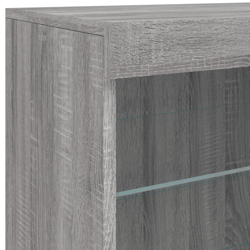 Sideboard with LED Lights Grey Sonoma 60.5x37x67 cm