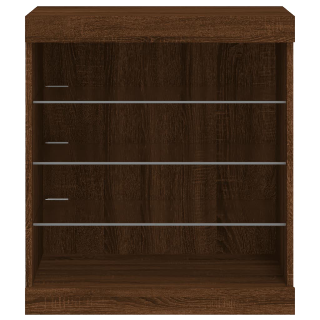 Sideboard with LED Lights Brown Oak 60.5x37x67 cm