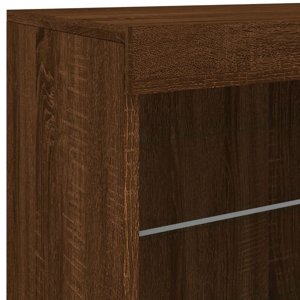 Sideboard with LED Lights Brown Oak 60.5x37x67 cm