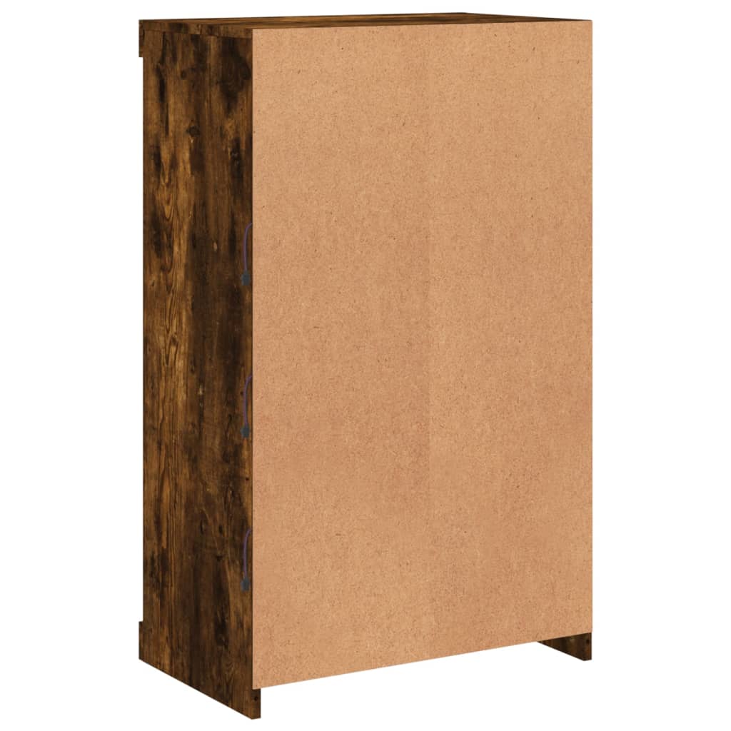 Sideboard with LED Lights Smoked Oak 60.5x37x100 cm