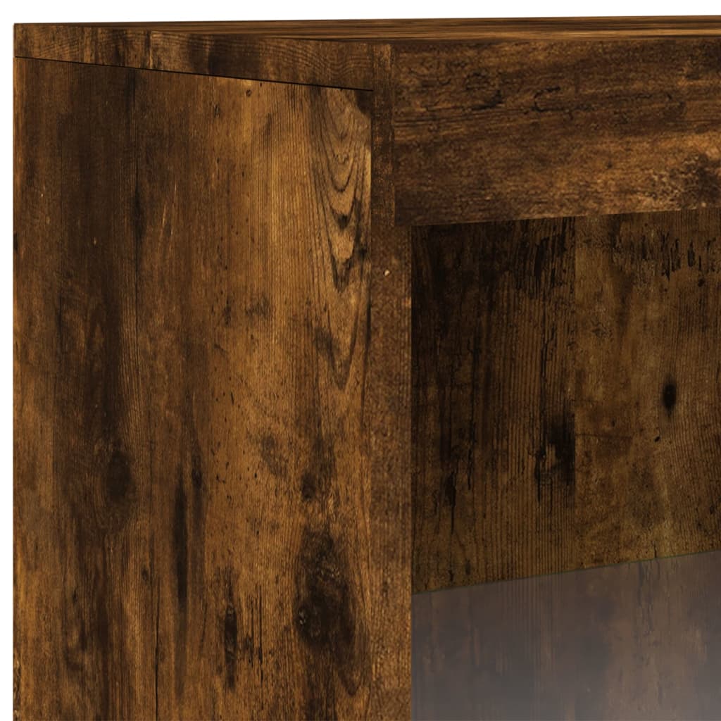 Sideboard with LED Lights Smoked Oak 60.5x37x100 cm