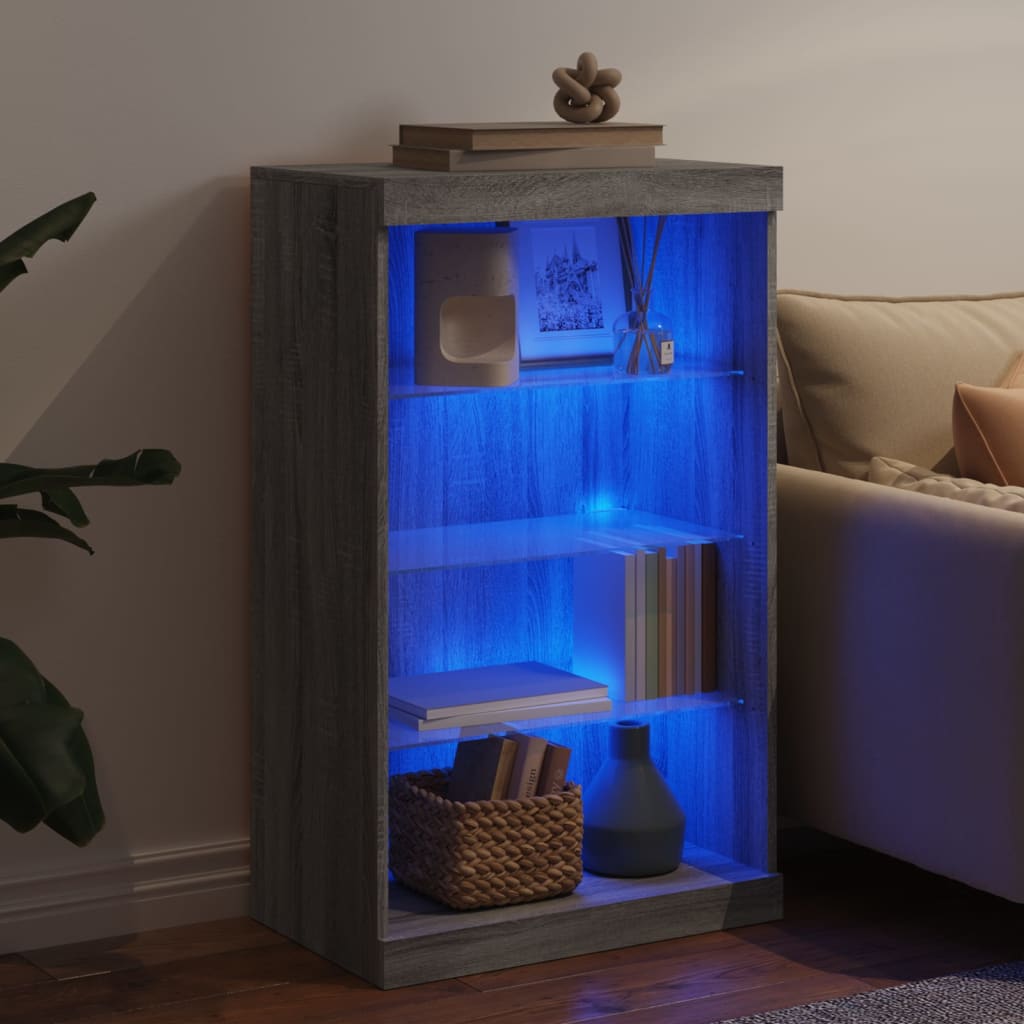 Sideboard with LED Lights Grey Sonoma 60.5x37x100 cm