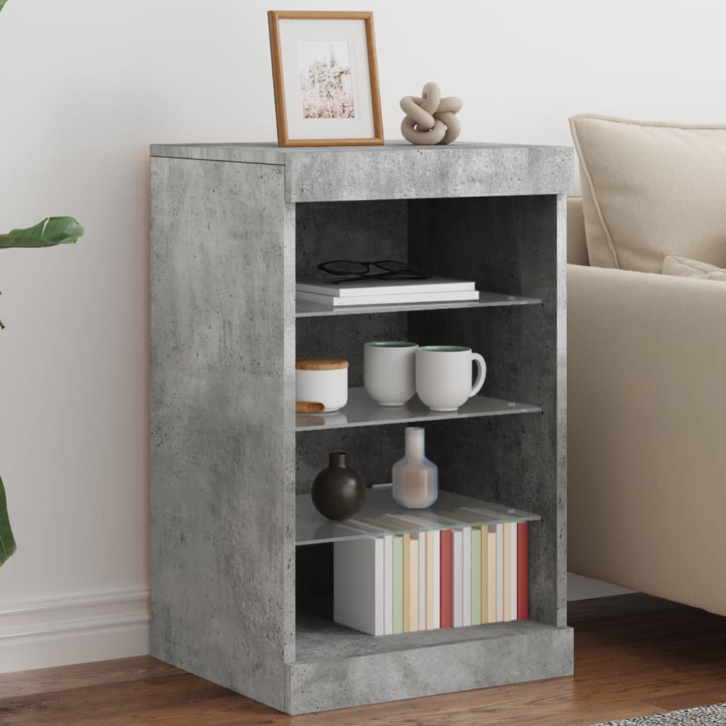 Sideboard with LED Lights Concrete Grey 41x37x67 cm