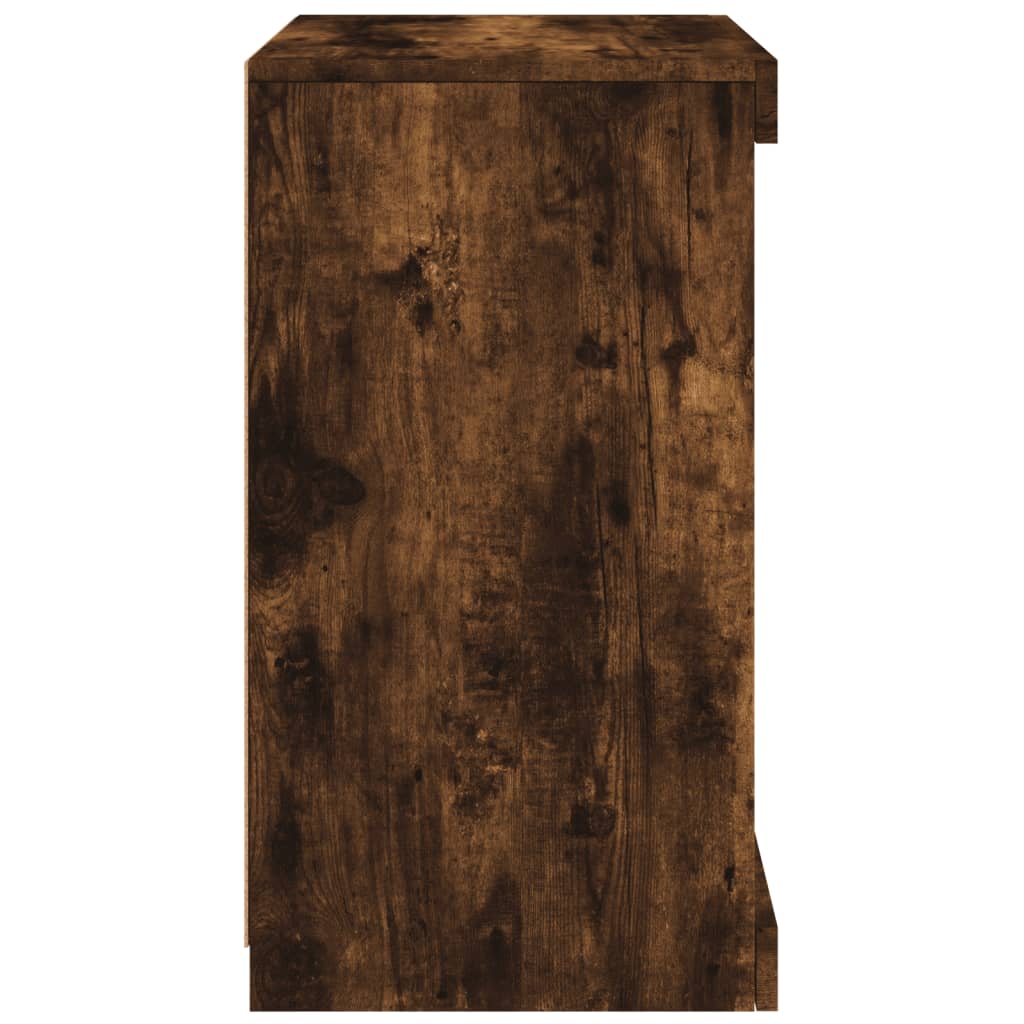 Sideboard with LED Lights Smoked Oak 41x37x67 cm