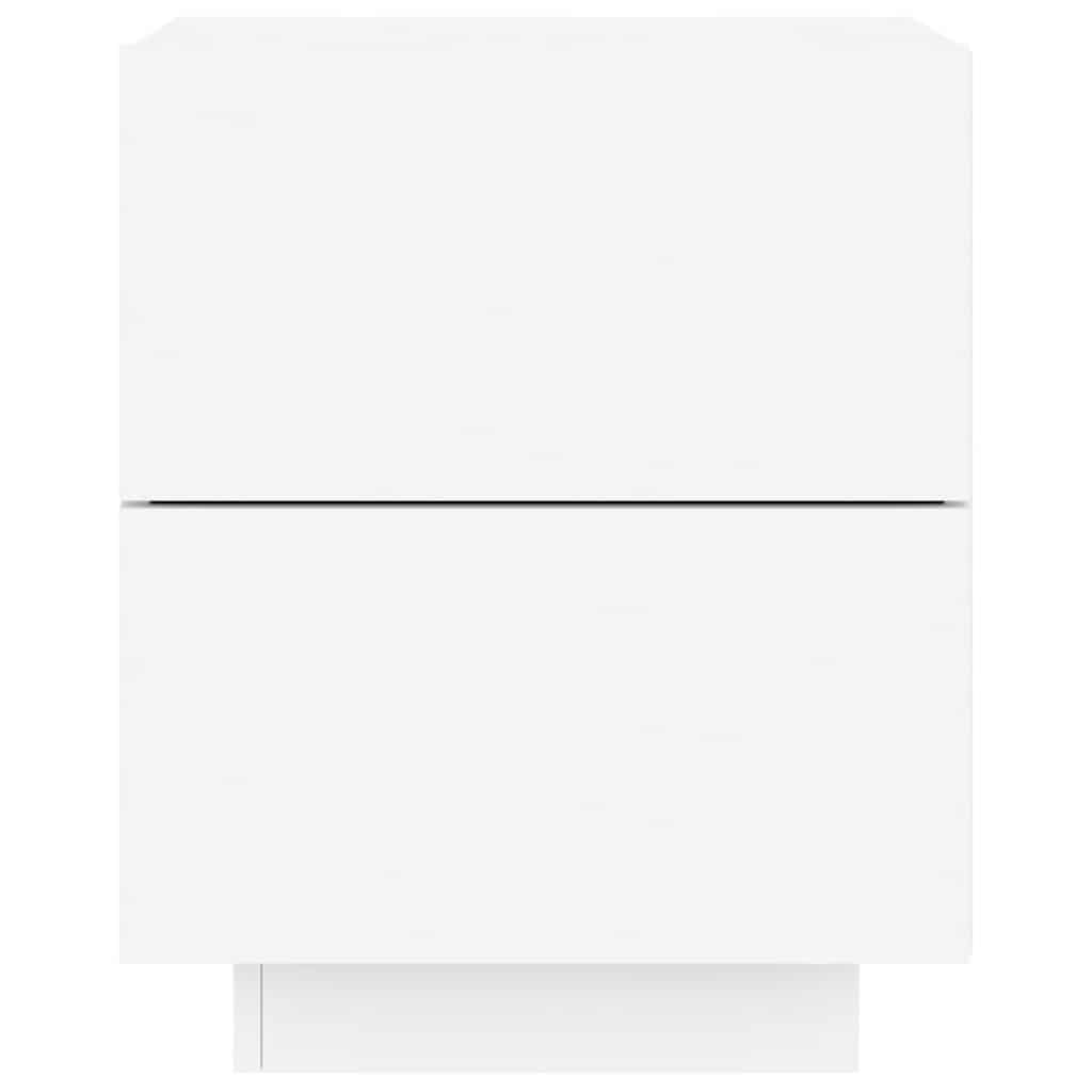 Bedside Cabinet with LED Lights White Engineered Wood