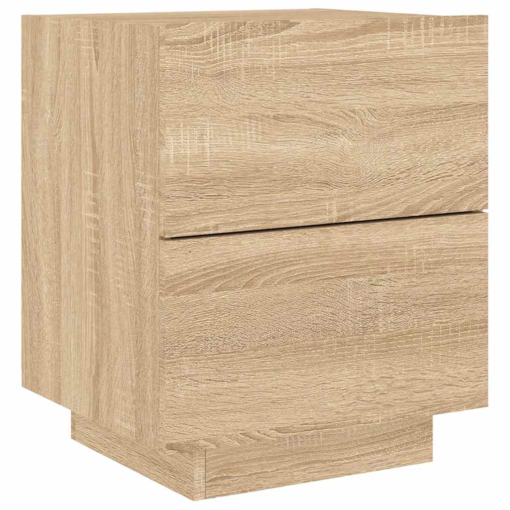 Bedside Cabinet with LED Lights Sonoma Oak Engineered Wood
