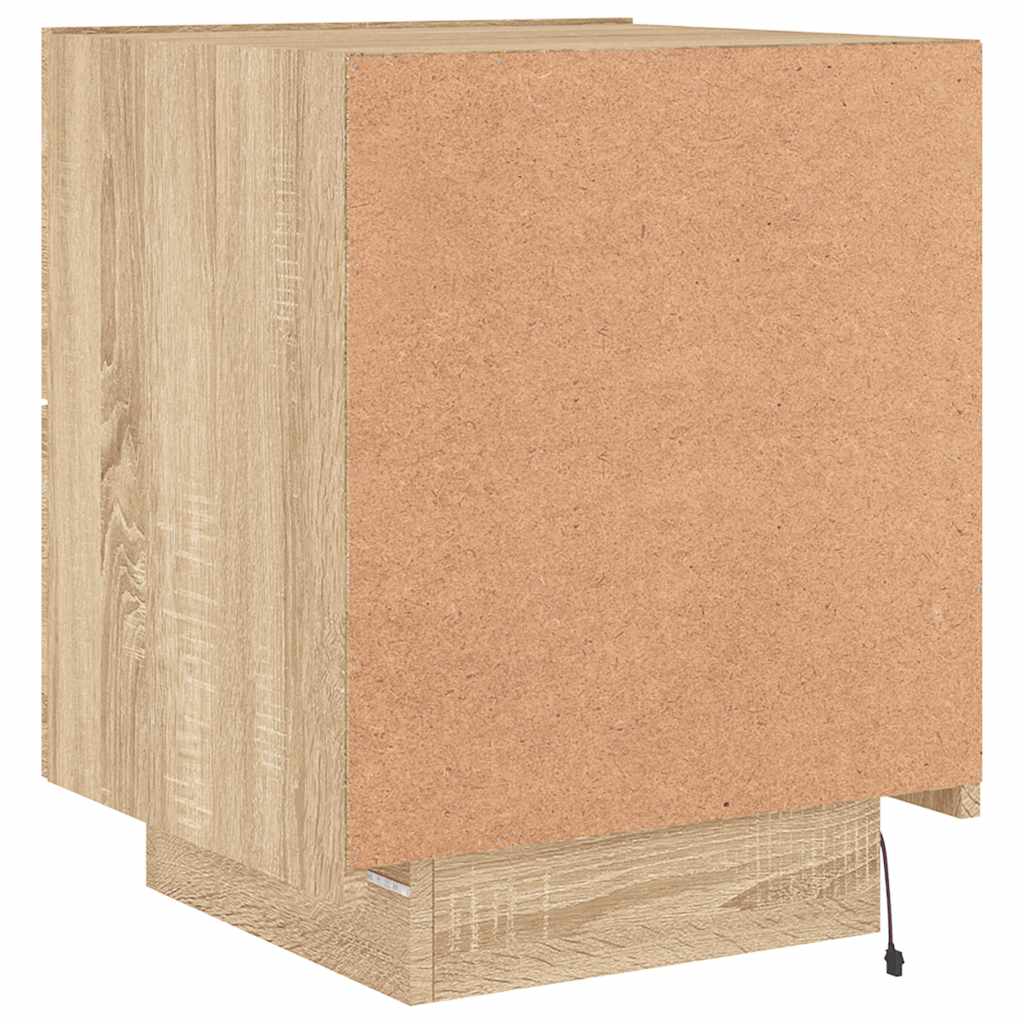 Bedside Cabinet with LED Lights Sonoma Oak Engineered Wood