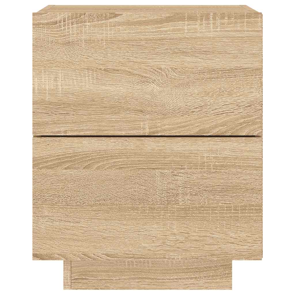 Bedside Cabinets with LED Lights 2 pcs Sonoma Oak Engineered Wood