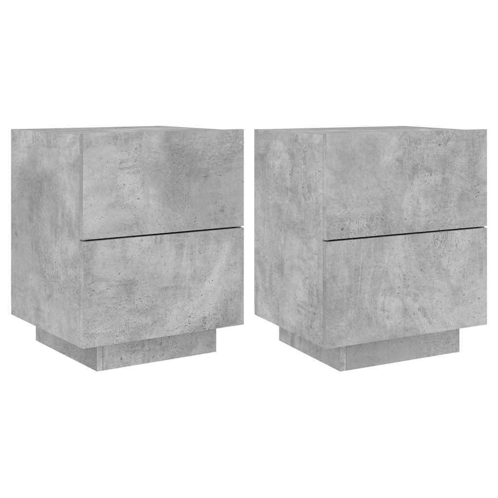 Bedside Cabinets with LED Lights 2 pcs Concrete Grey Engineered Wood