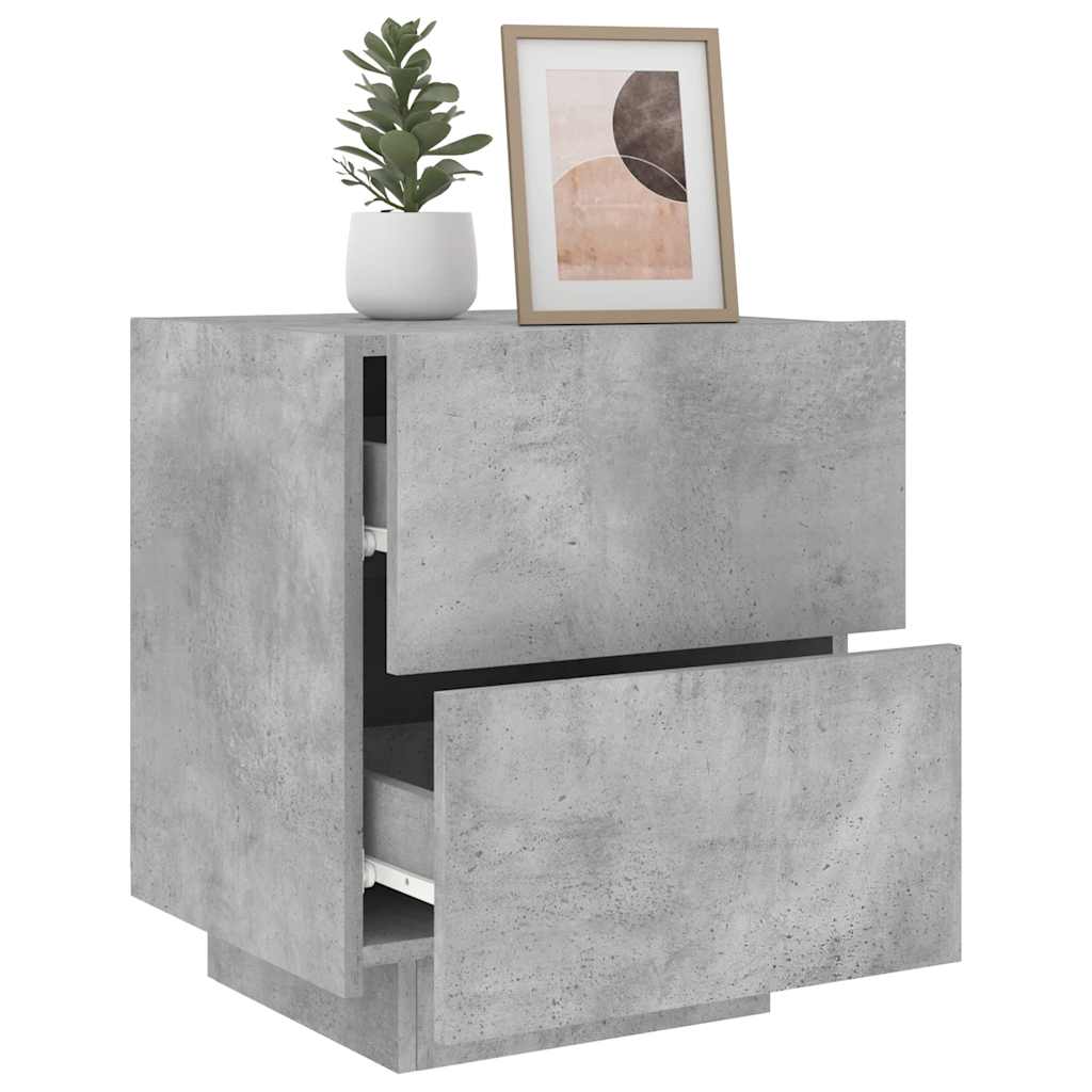 Bedside Cabinets with LED Lights 2 pcs Concrete Grey Engineered Wood