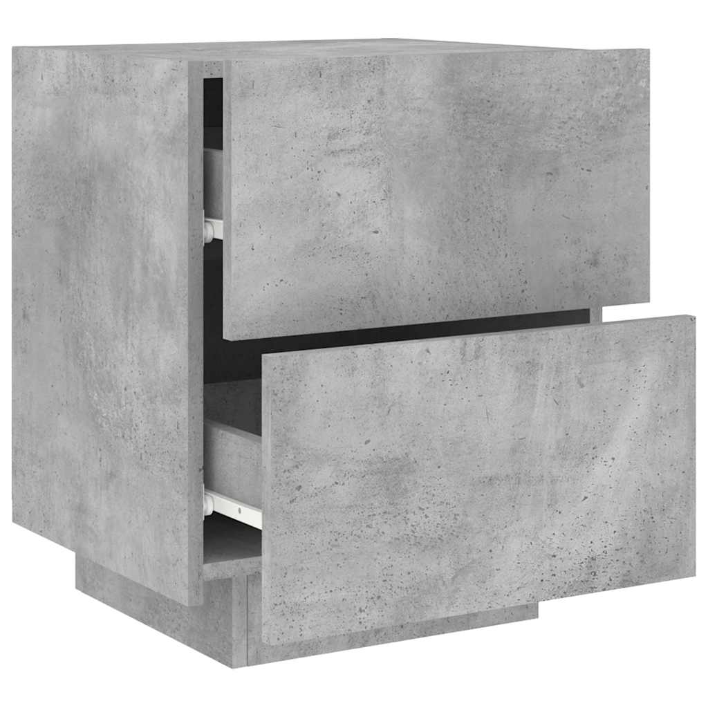 Bedside Cabinets with LED Lights 2 pcs Concrete Grey Engineered Wood