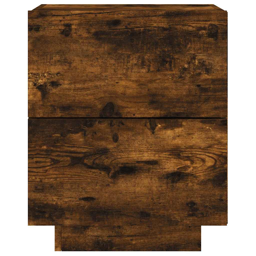 Bedside Cabinet with LED Lights Smoked Oak Engineered Wood