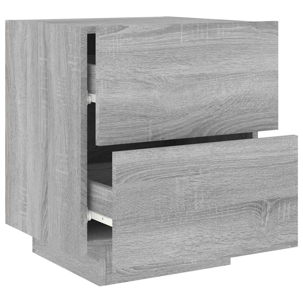 Bedside Cabinet with LED Lights Grey Sonoma Engineered Wood