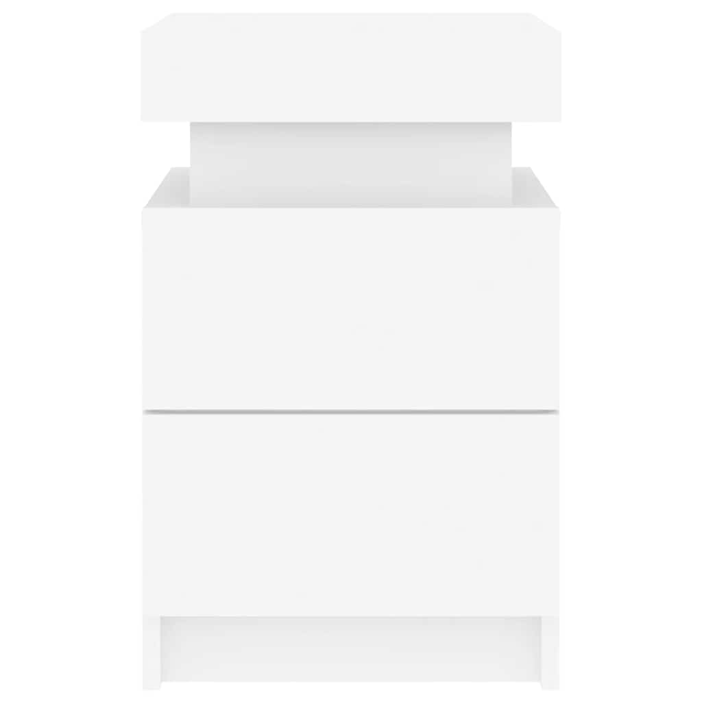 Bedside Cabinet with LED Lights White 35x39x55 cm