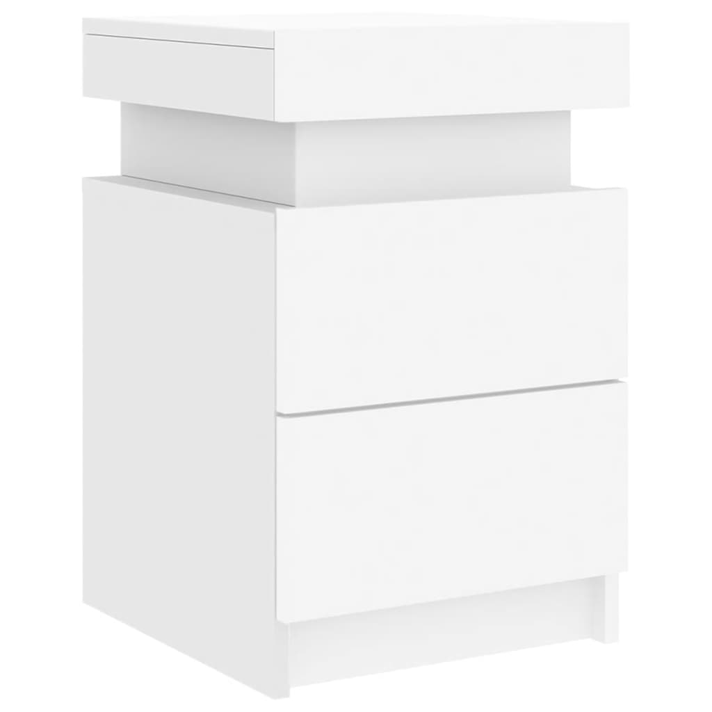Bedside Cabinets with LED Lights 2 pcs White 35x39x55 cm