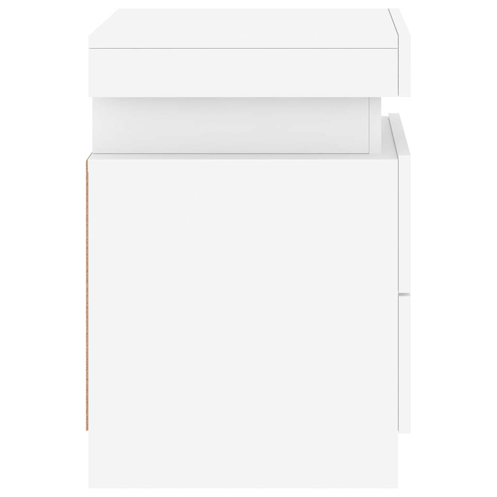 Bedside Cabinets with LED Lights 2 pcs White 35x39x55 cm