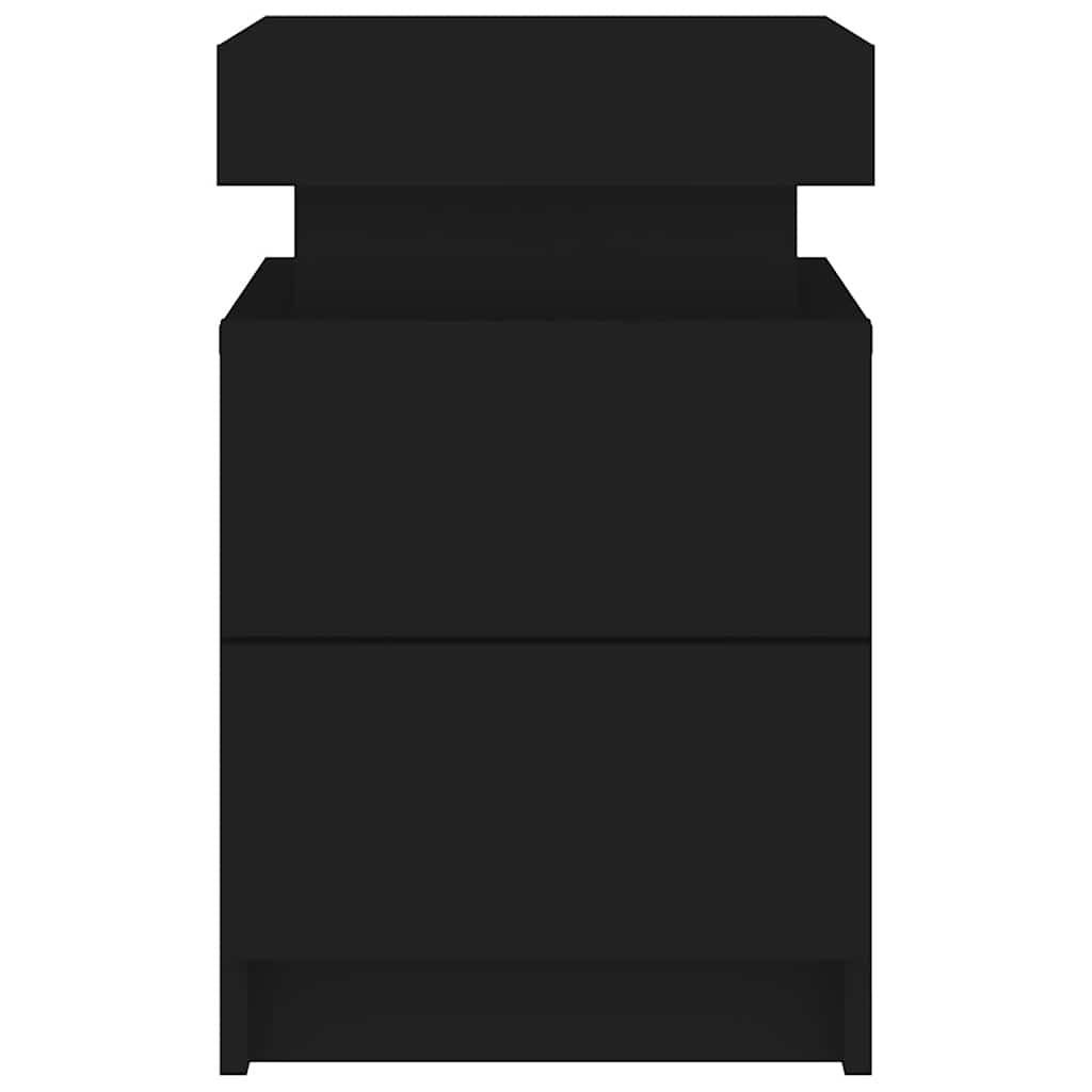 Bedside Cabinet with LED Lights Black 35x39x55 cm