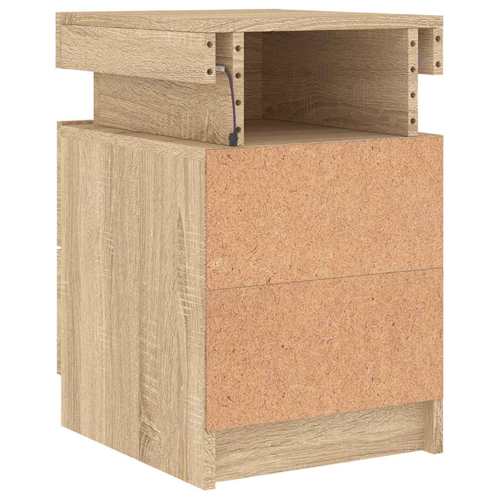 Bedside Cabinets with LED Lights 2 pcs Sonoma Oak 35x39x55 cm