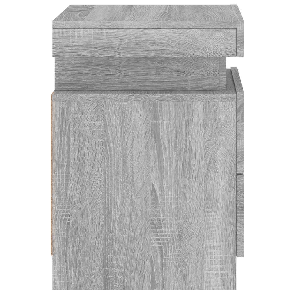 Bedside Cabinet with LED Lights Grey Sonoma 35x39x55 cm