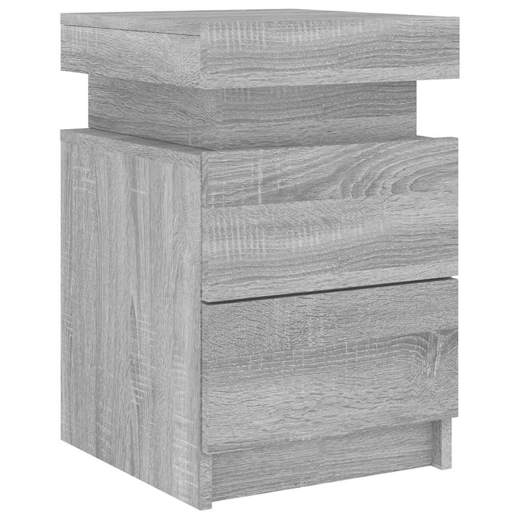 Bedside Cabinets with LED Lights 2 pcs Grey Sonoma 35x39x55 cm
