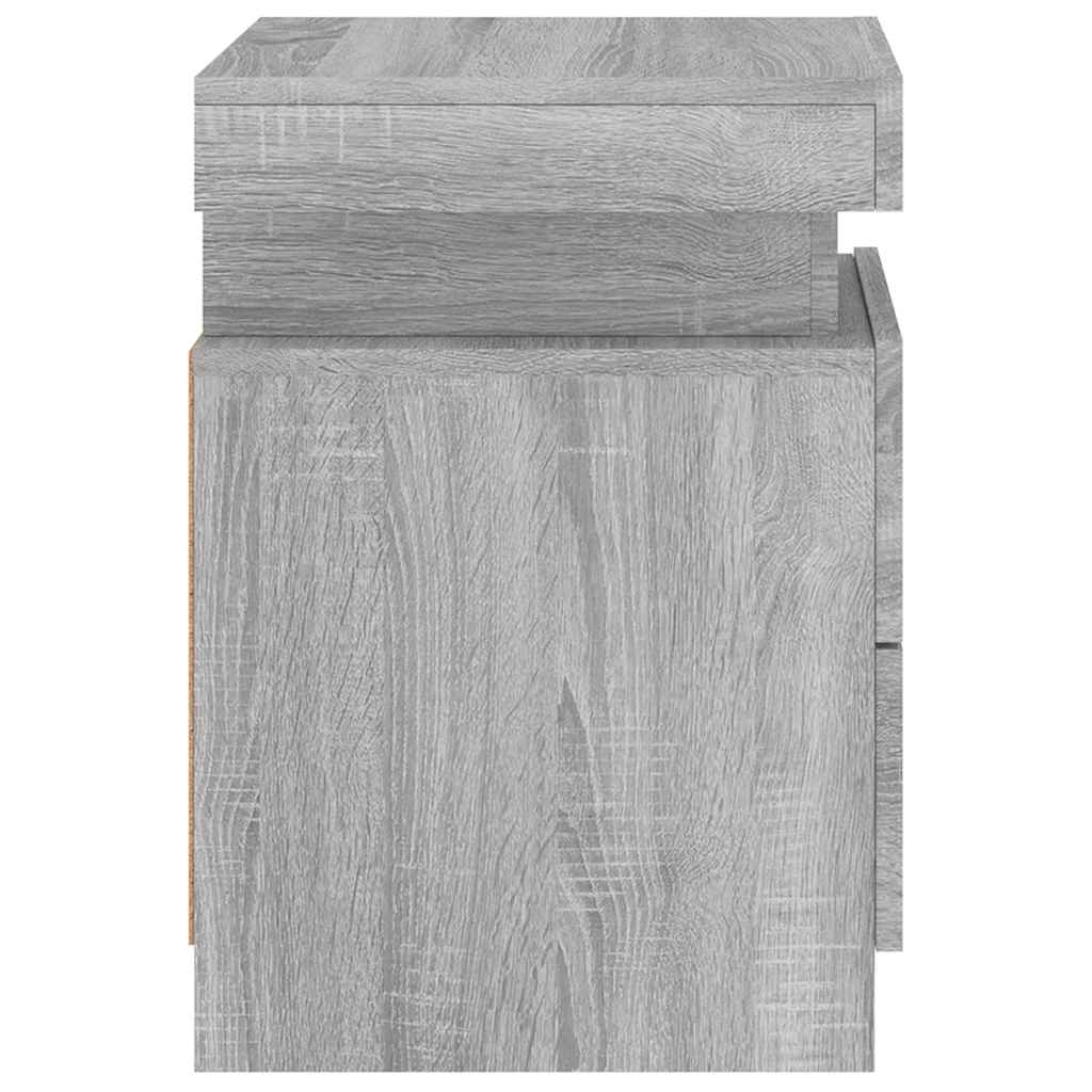 Bedside Cabinets with LED Lights 2 pcs Grey Sonoma 35x39x55 cm