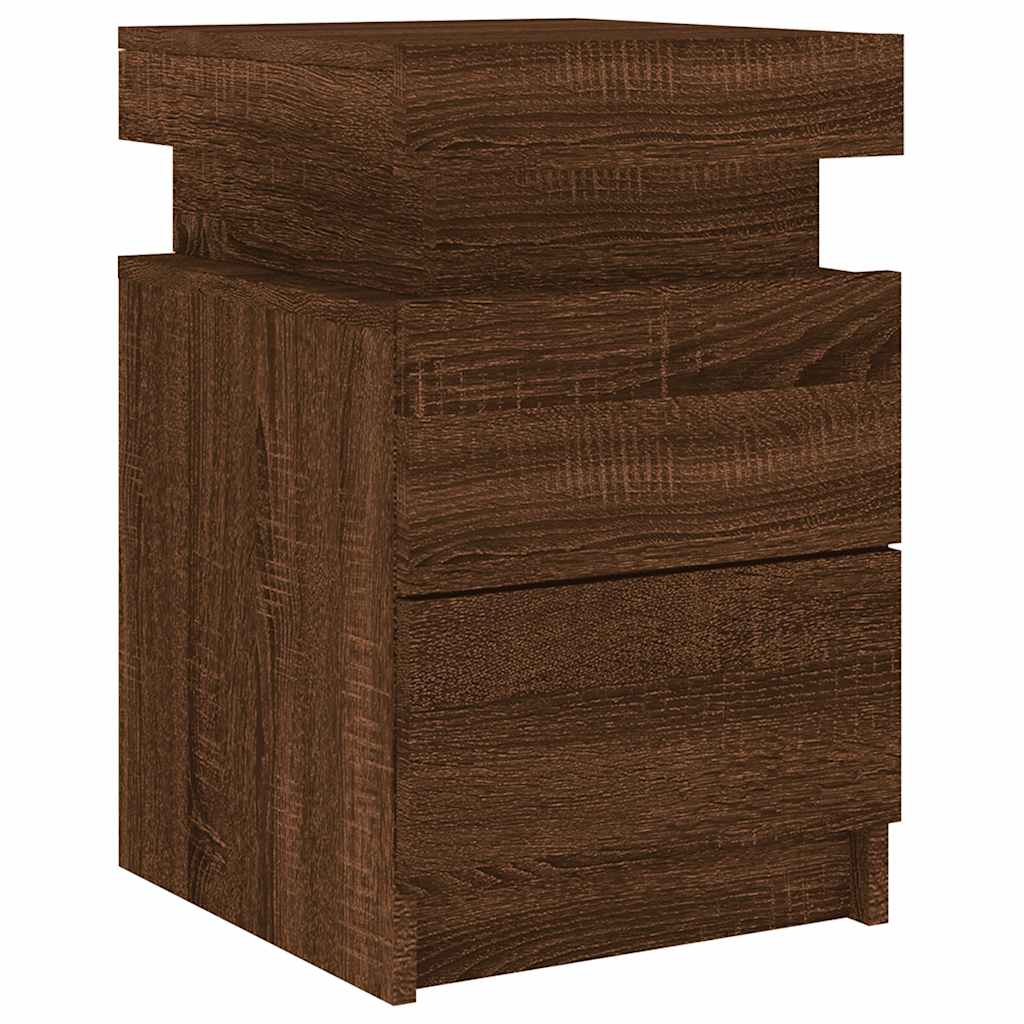 Bedside Cabinets with LED Lights 2 pcs Brown Oak 35x39x55 cm