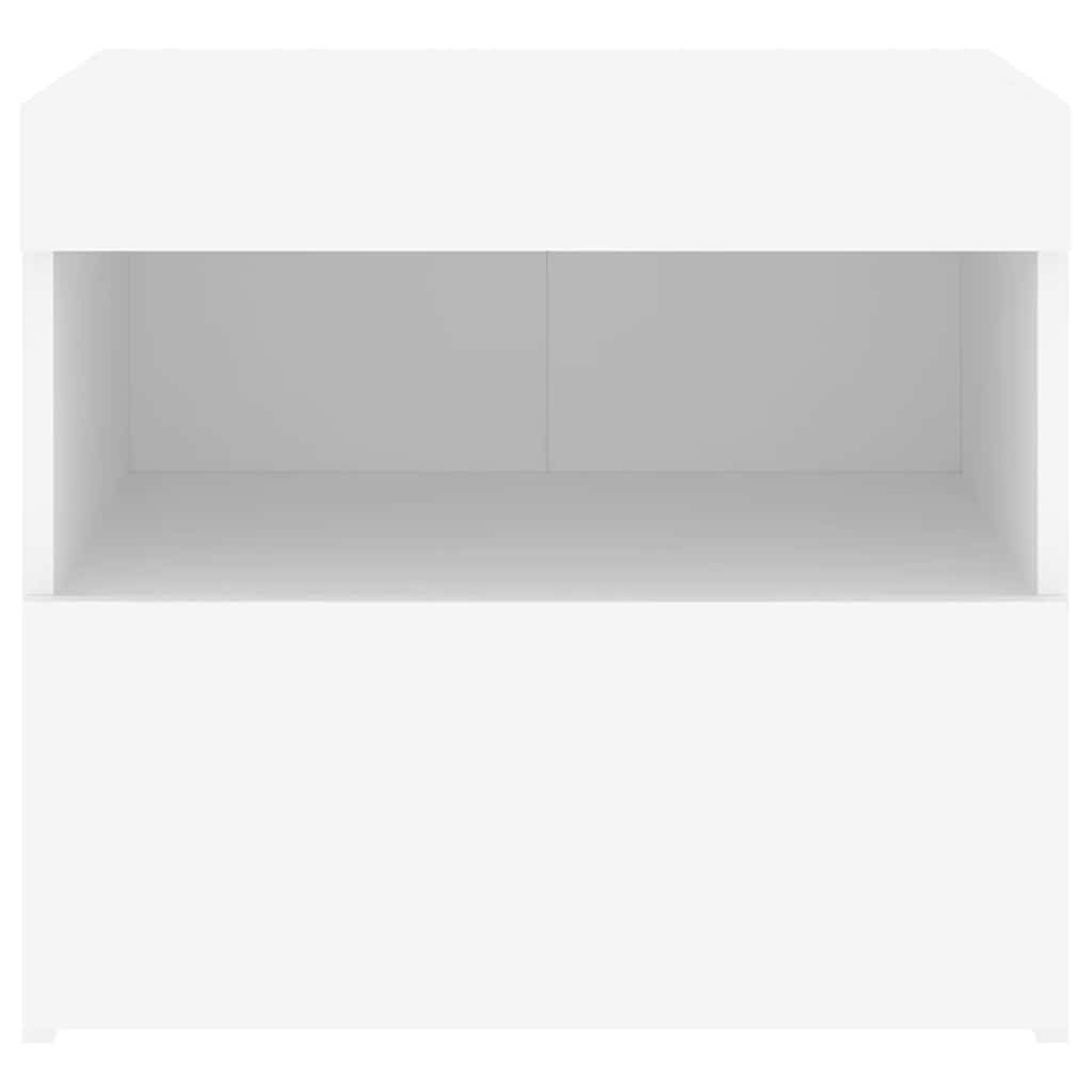 Bedside Cabinet with LED Lights White 50x40x45 cm