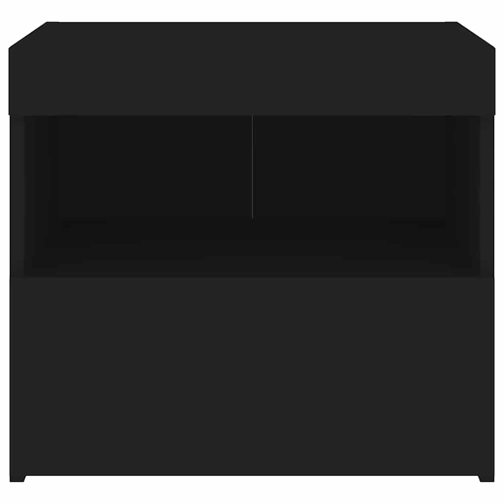Bedside Cabinet with LED Lights Black 50x40x45 cm