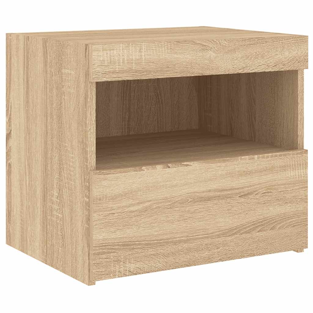 Bedside Cabinet with LED Lights Sonoma Oak 50x40x45 cm