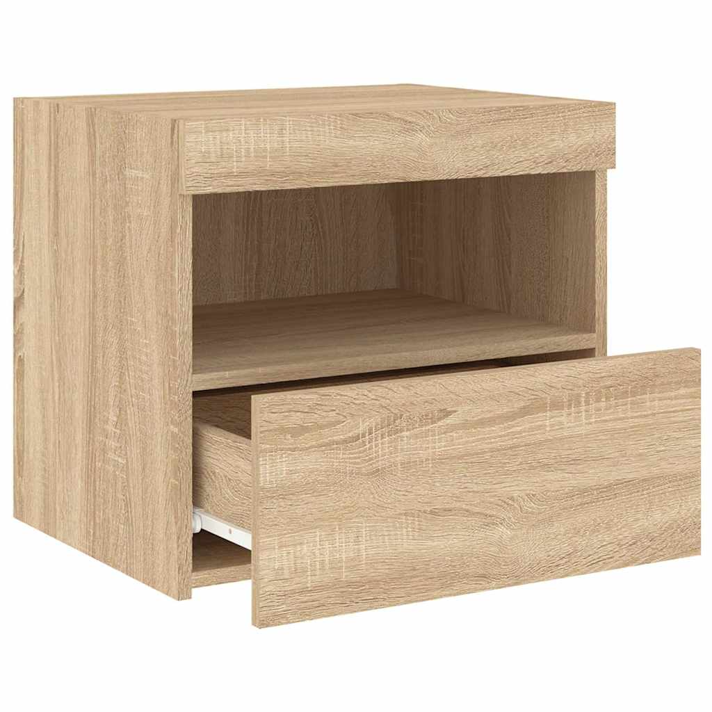 Bedside Cabinet with LED Lights Sonoma Oak 50x40x45 cm