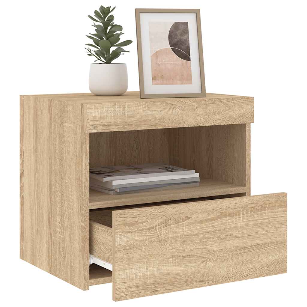 Bedside Cabinets with LED Lights 2 pcs Sonoma Oak 50x40x45 cm