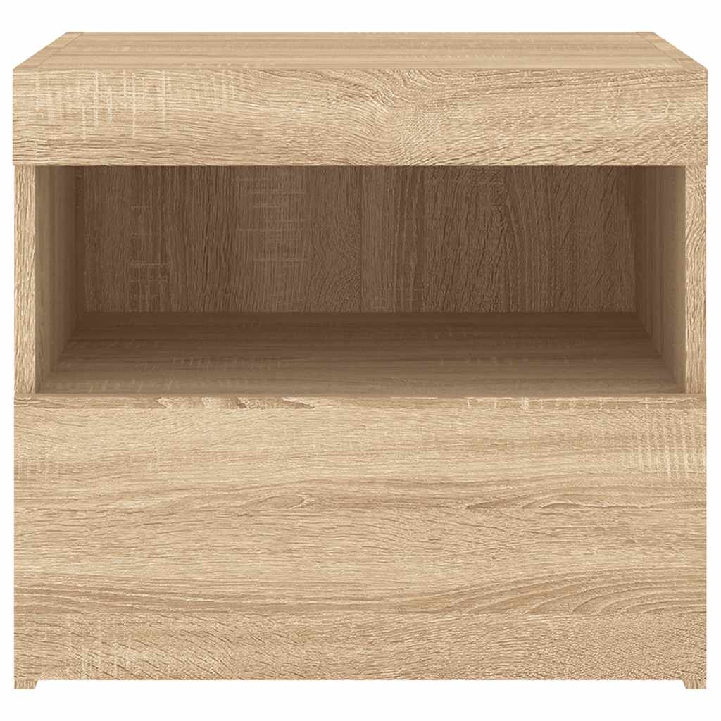 Bedside Cabinets with LED Lights 2 pcs Sonoma Oak 50x40x45 cm