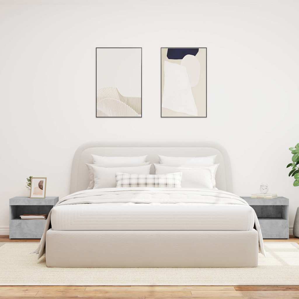 Bedside Cabinets with LED Lights 2 pcs Concrete Grey 50x40x45 cm