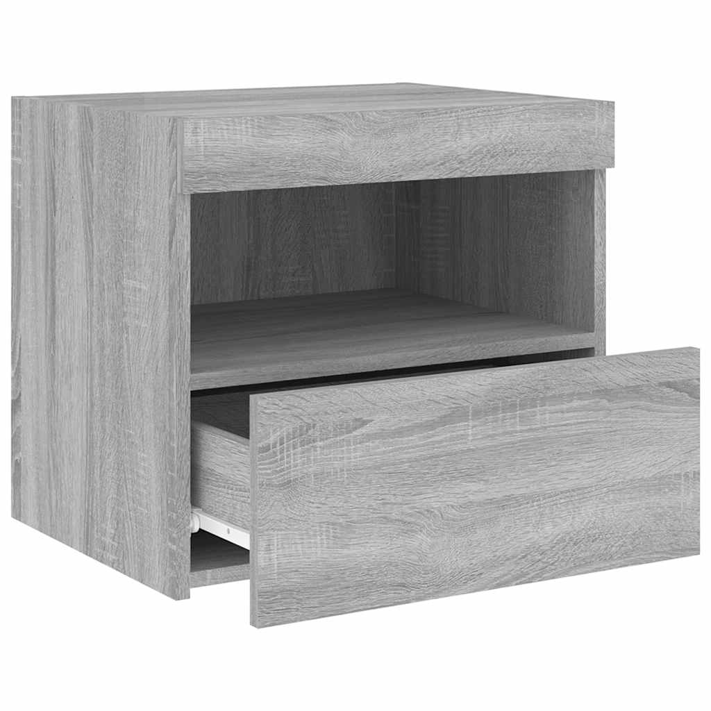 Bedside Cabinet with LED Lights Grey Sonoma 50x40x45 cm
