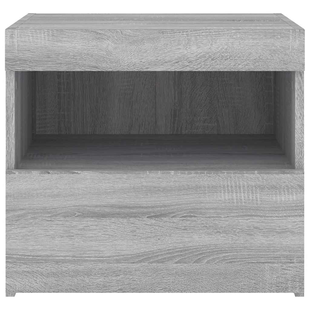 Bedside Cabinet with LED Lights Grey Sonoma 50x40x45 cm