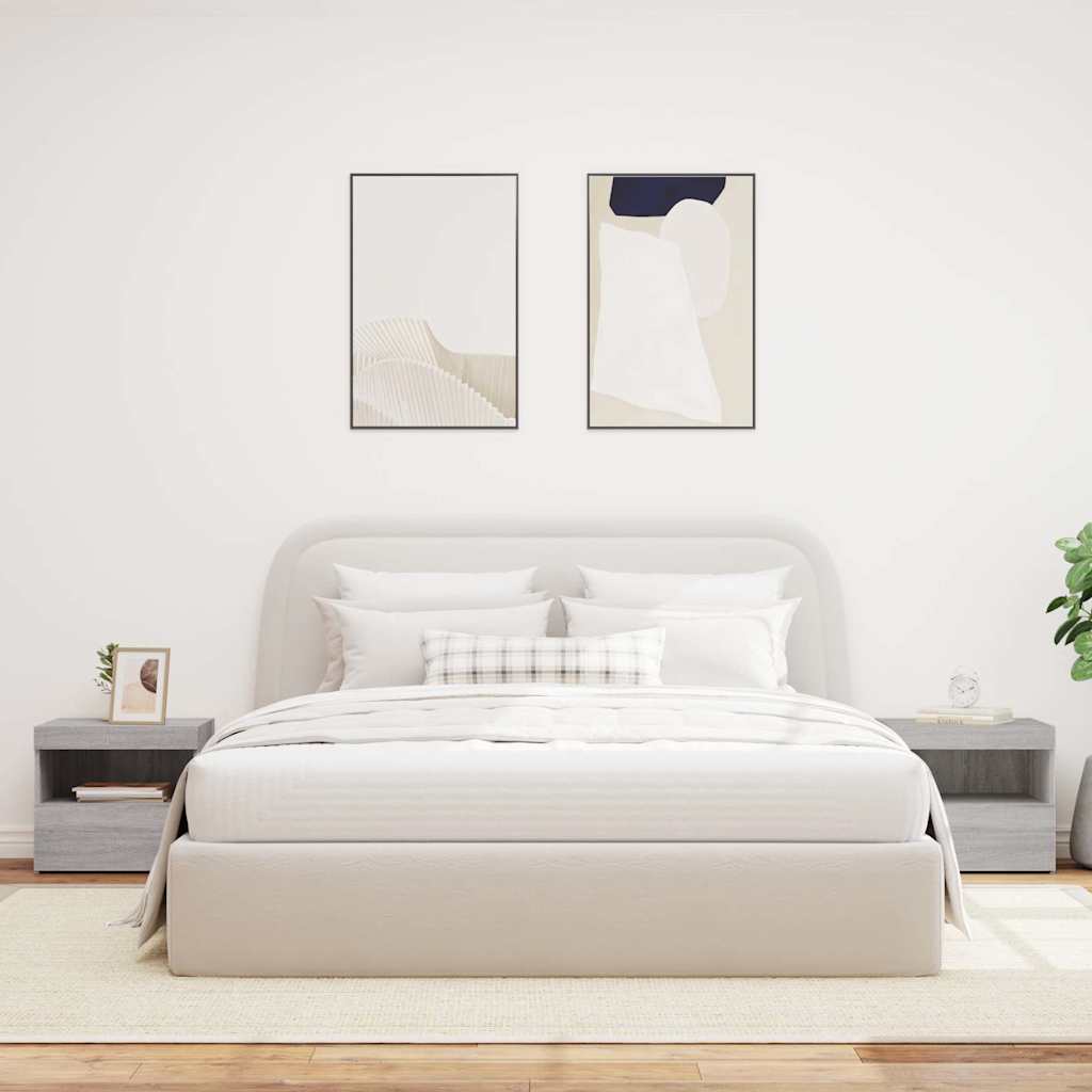 Bedside Cabinets with LED Lights 2 pcs Grey Sonoma 50x40x45 cm