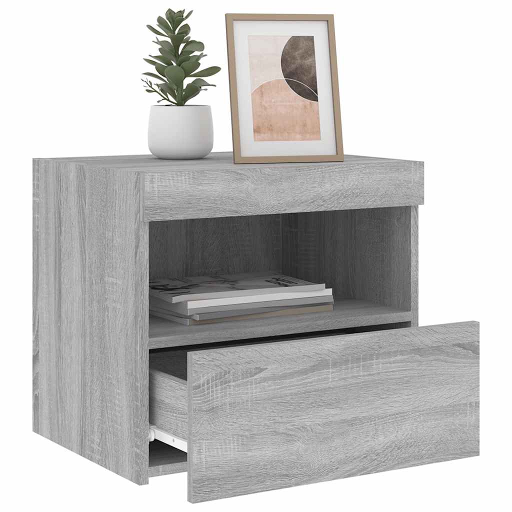 Bedside Cabinets with LED Lights 2 pcs Grey Sonoma 50x40x45 cm