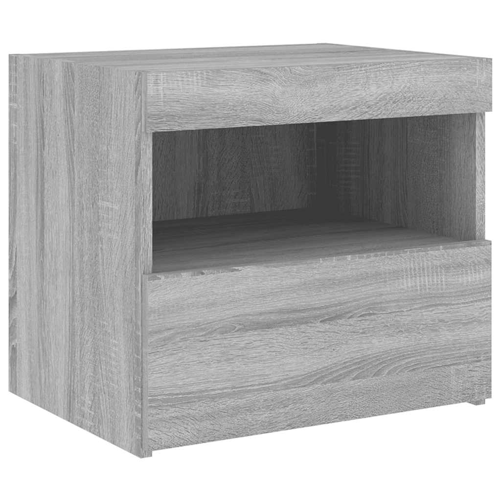Bedside Cabinets with LED Lights 2 pcs Grey Sonoma 50x40x45 cm